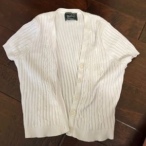 vintage white ribbed sweater cardigan t shirt